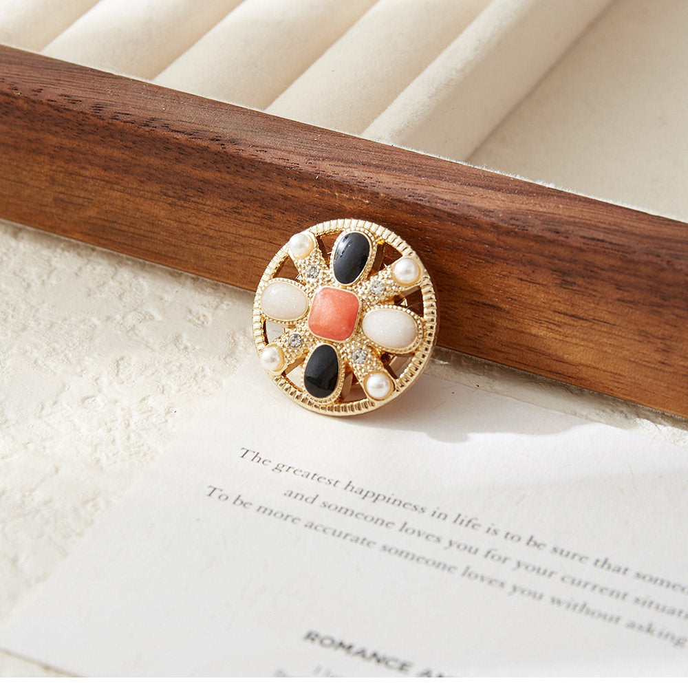 Pearl Accent Round Button Cover