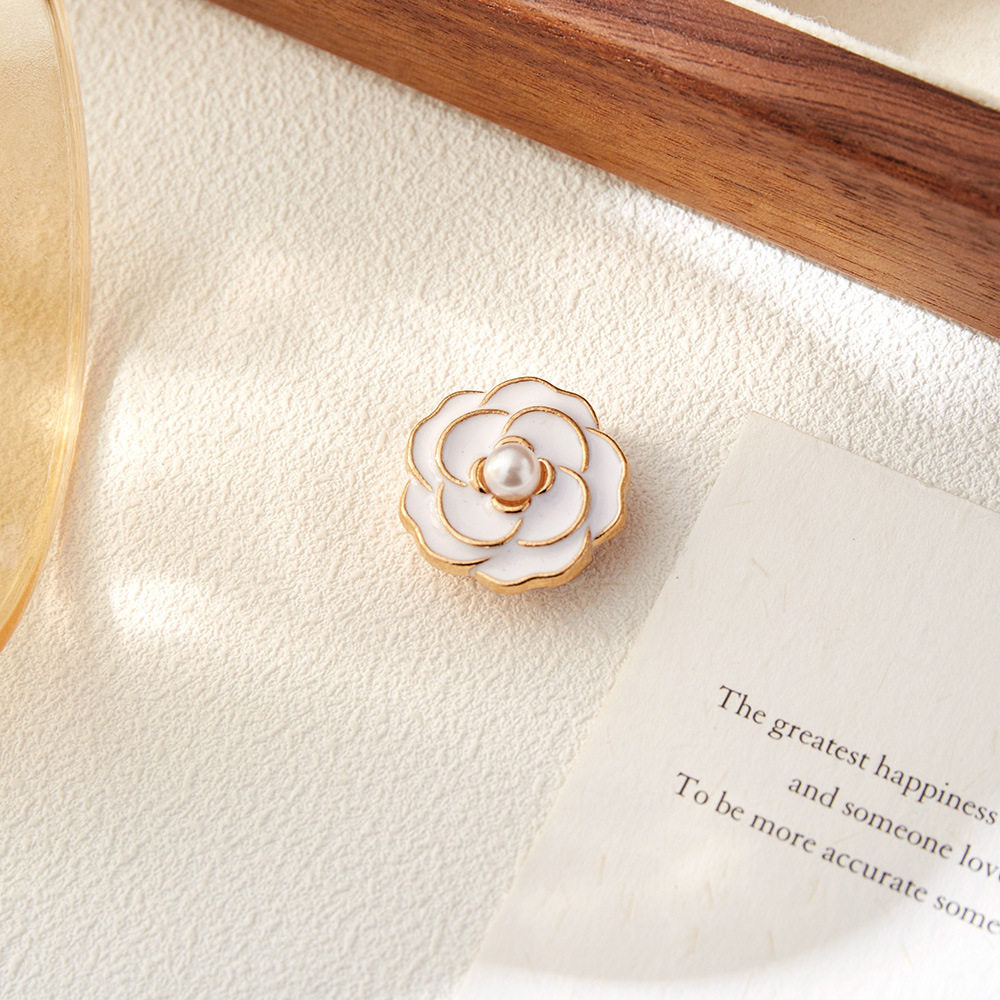 Pearl Accent Camellia Button Cover