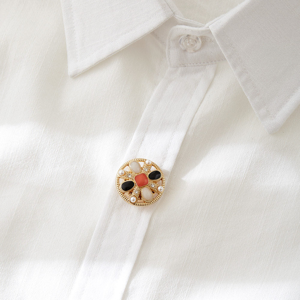 Pearl Accent Round Button Cover