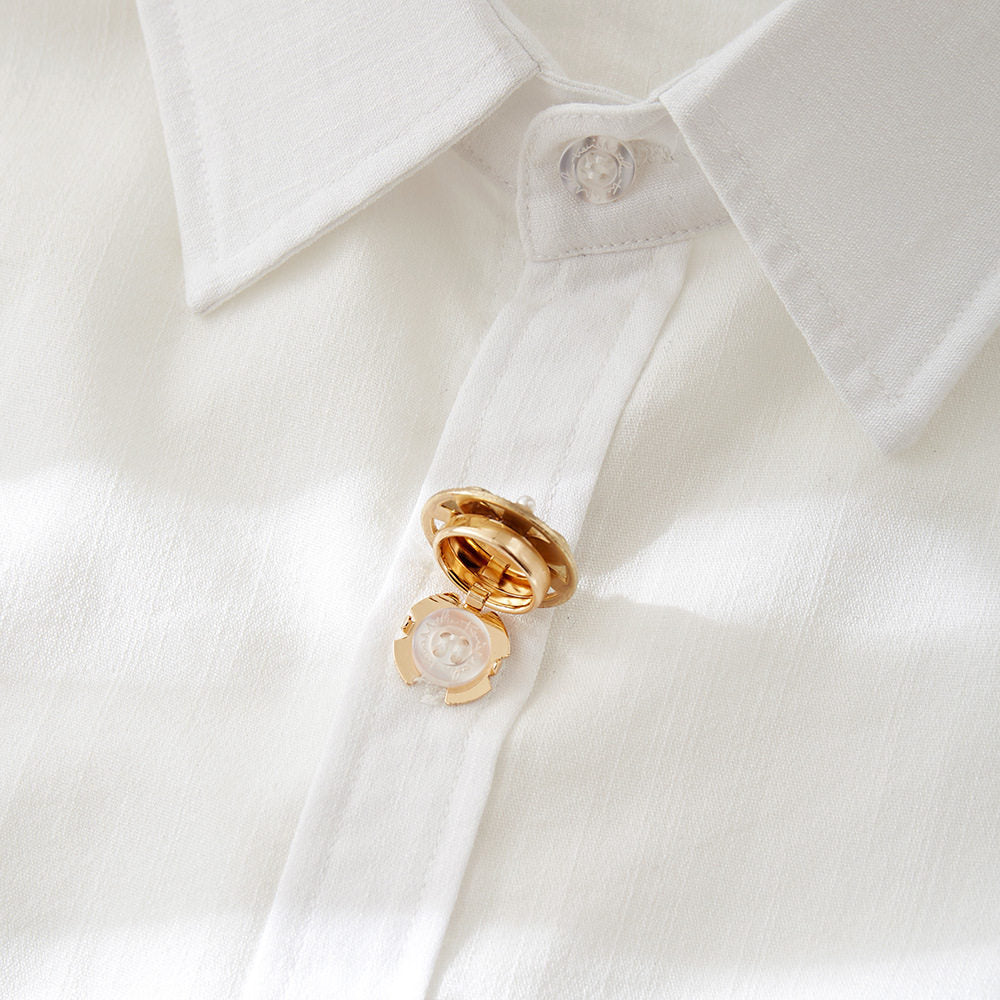 Pearl Accent Round Button Cover