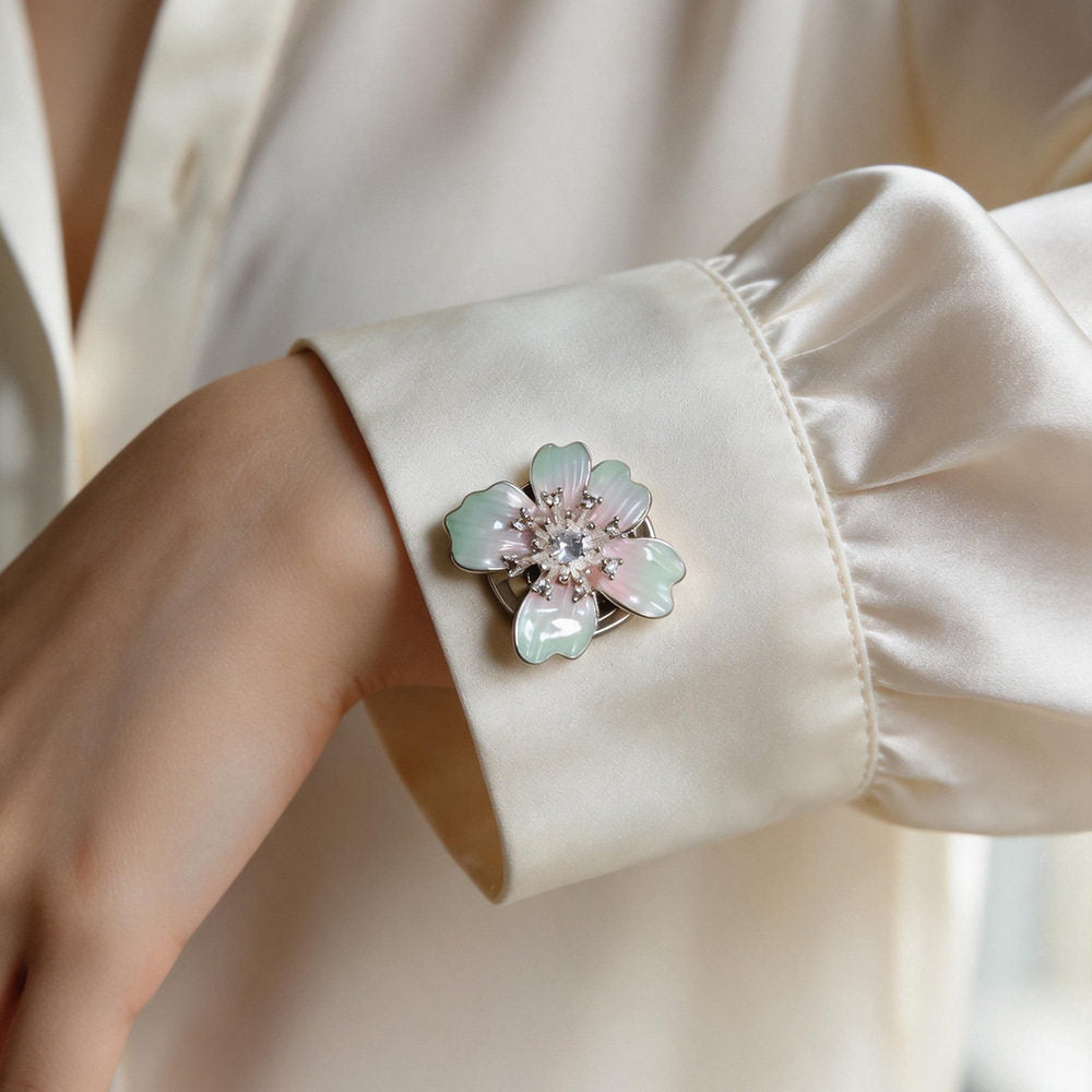 Teal Blossom Button Cover