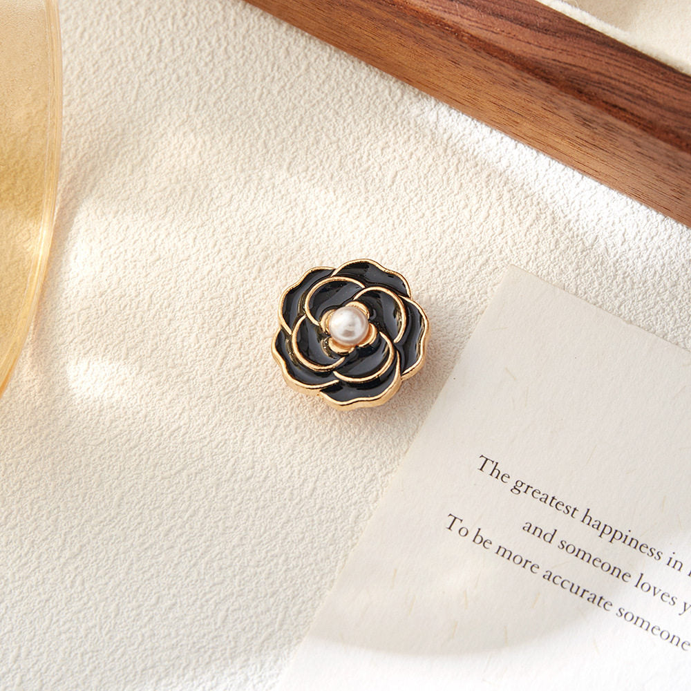 Pearl Accent Camellia Button Cover