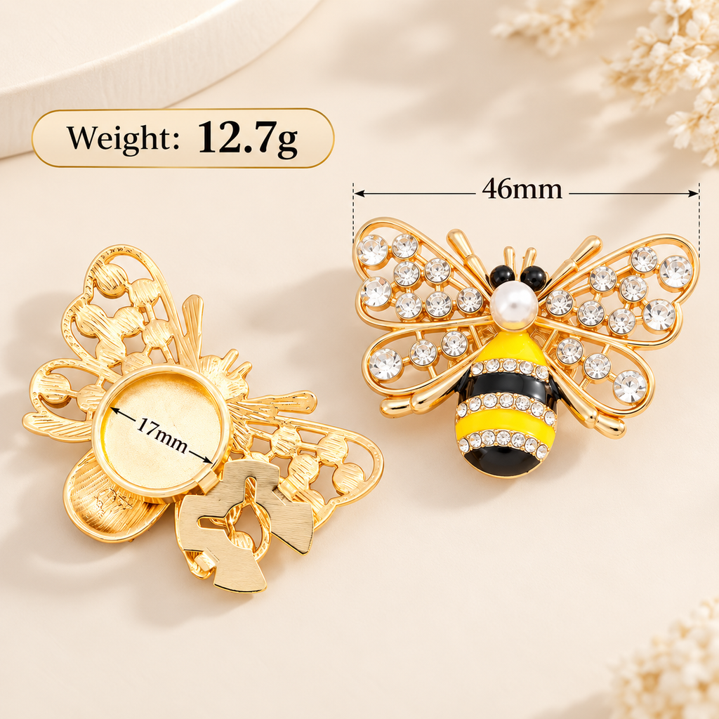 Bee Rhinestone Button Cover