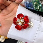 Crimson Pearl Blossom Button Cover