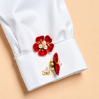 Crimson Pearl Blossom Button Cover