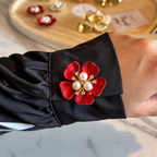 Crimson Pearl Blossom Button Cover
