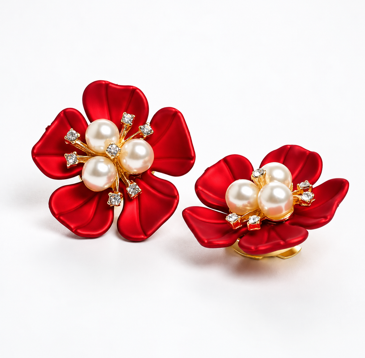 Crimson Pearl Blossom Button Cover