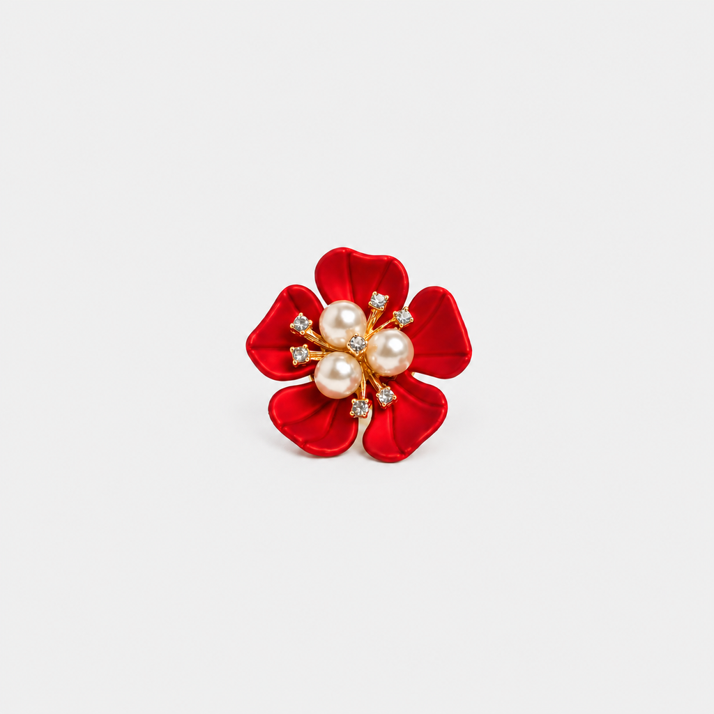Crimson Pearl Blossom Button Cover