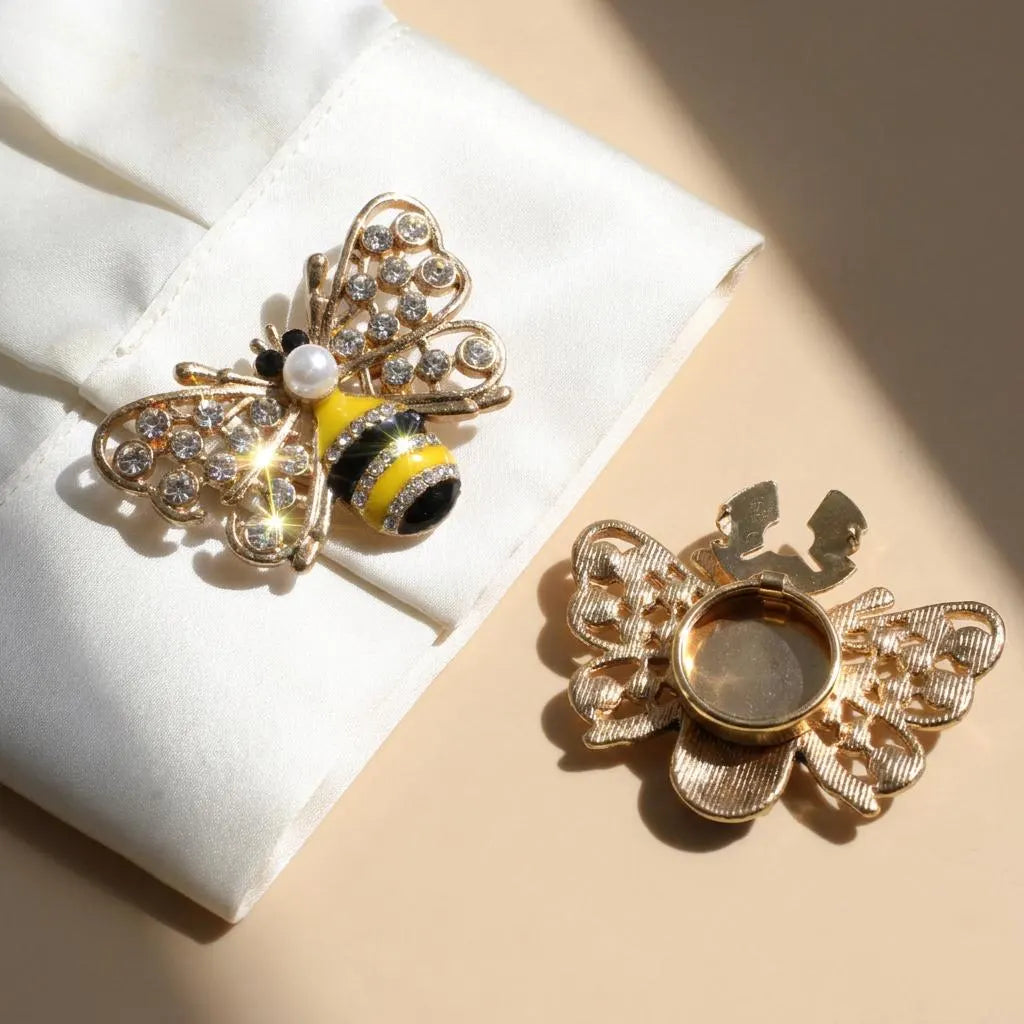 Bee Rhinestone Button Cover